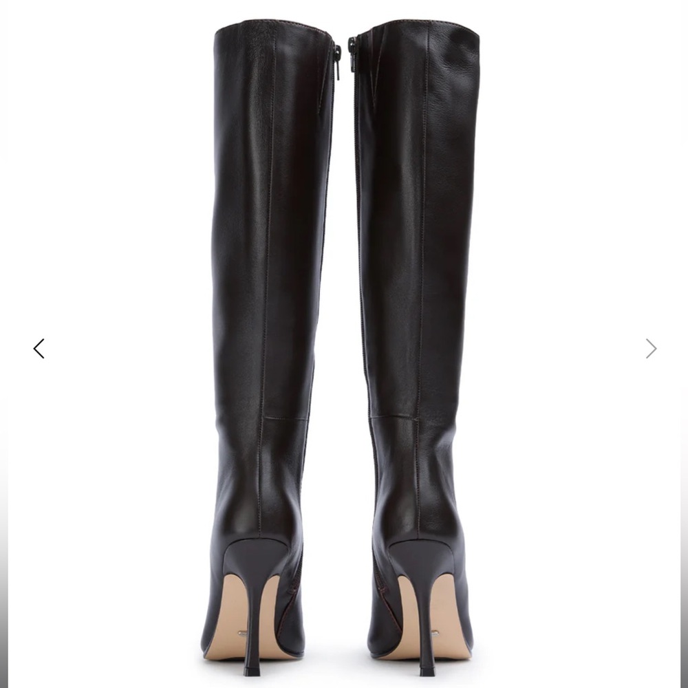 Tony Bianco Havana Chocolate Nappa Boot - Tall Black Leather Stiletto Knee Boot - Picture 3 of 4